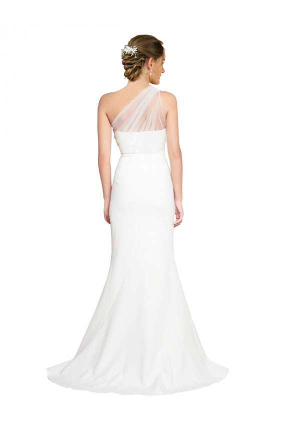 Outlet Sleeveless Stretch Crepe & Tulle Mermaid Ivory Evening Dress Canada