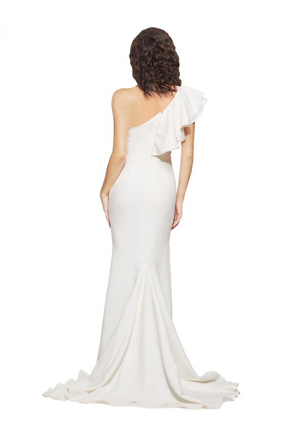 Outlet Sleeveless Stretch Crepe Sheath Ivory Semi Formal Evening Dress Canada