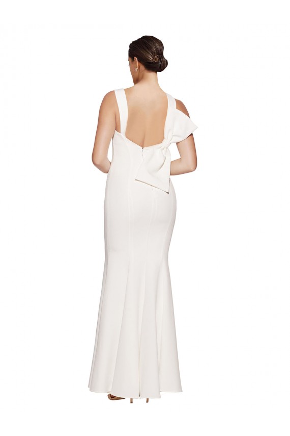 Outlet Sleeveless Stretch Crepe Low Back Sheath Ivory Evening Dress Canada
