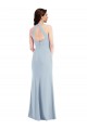 Outlet Sleeveless Stretch Crepe Open Back A-Line Light Sky Blue Maxi Evening Dress Canada