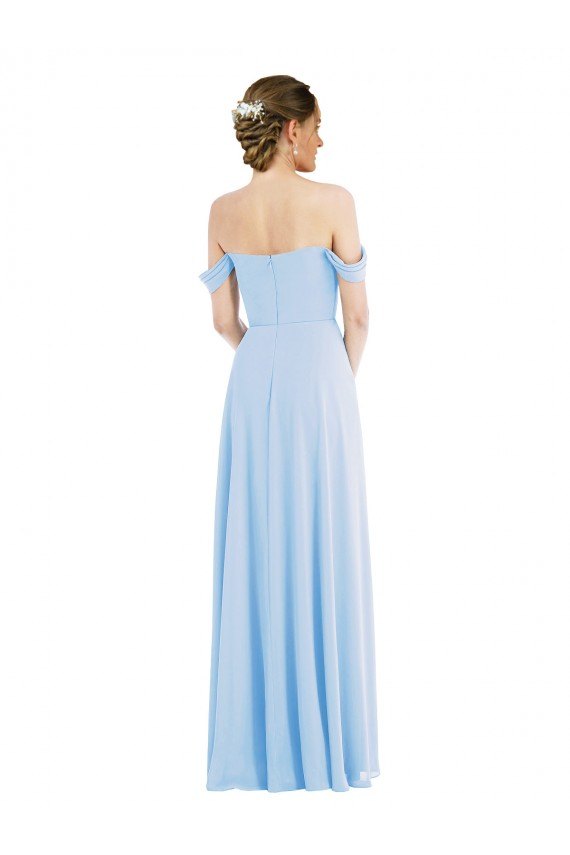 Outlet Sleeveless Soft Chiffon A-Line Light Sky Blue Maxi Evening Gown Canada