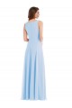 Outlet Sleeveless Soft Chiffon A-Line Light Sky Blue Maxi Evening Dress Canada