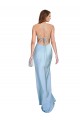 Outlet Sleeveless Silky Satin Criss Cross Open Back Sheath Light Sky Blue Evening Dress Canada