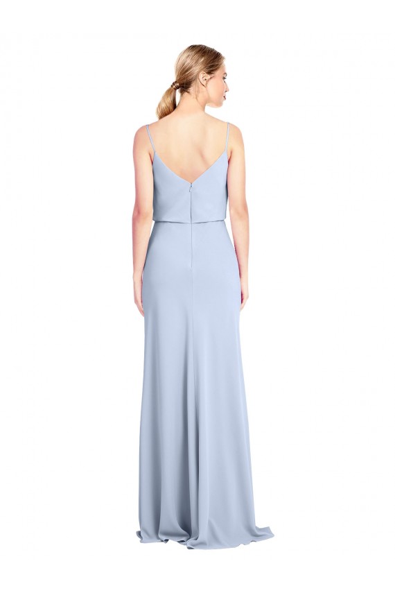 Outlet Sleeveless Stretch Crepe V-Back Sheath Light Sky Blue Evening Dress Canada
