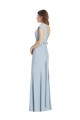 Outlet Cap Sleeves Stretch Crepe Open Back Trumpet Light Sky Blue Semi Formal Evening Dress Canada