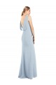 Outlet Sleeveless Stretch Crepe Low Back Trumpet Light Sky Blue Semi Formal Evening Dress Canada