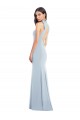 Outlet Sleeveless Stretch Crepe Open Back Trumpet Light Sky Blue Semi Formal Evening Dresses Canada