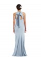 Outlet Sleeveless Stretch Crepe Open Back Trumpet Light Sky Blue Evening Dress Canada
