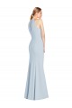 Outlet Sleeveless Stretch Crepe Keyhole Back Trumpet Light Sky Blue Semi Formal Evening Dress Canada