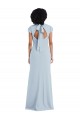 Outlet Cap Sleeves Stretch Crepe Keyhole Back Trumpet Light Sky Blue Semi Formal Evening Dress Canada
