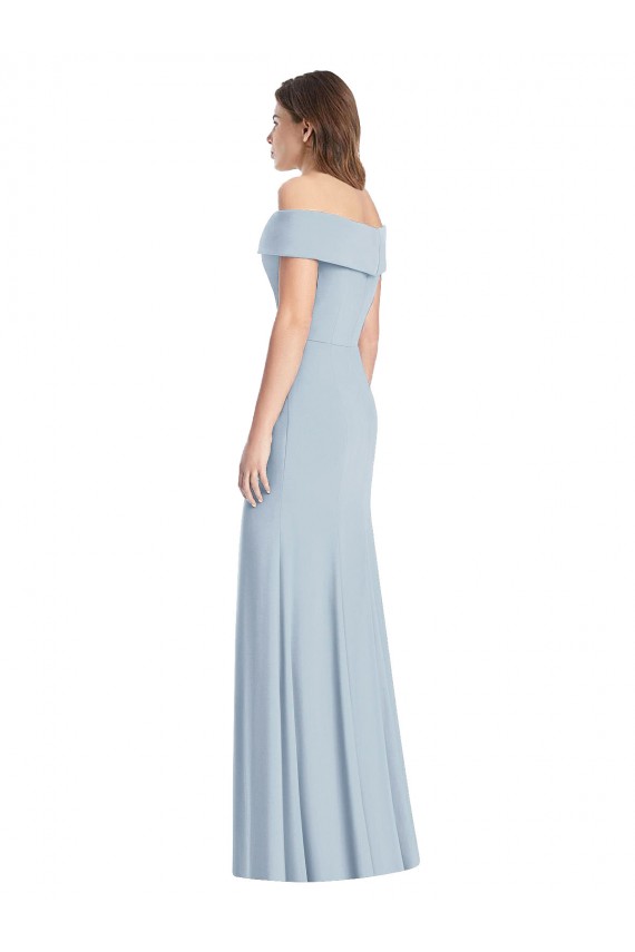 Outlet Sleeveless Stretch Crepe Trumpet Light Sky Blue Semi Formal Evening Dress Canada