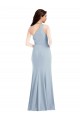 Outlet Sleeveless Stretch Crepe Trumpet Light Sky Blue Maxi Evening Dress Canada