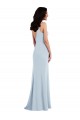 Outlet Sleeveless Stretch Crepe V-Back Trumpet Light Sky Blue Maxi Evening Dress Canada