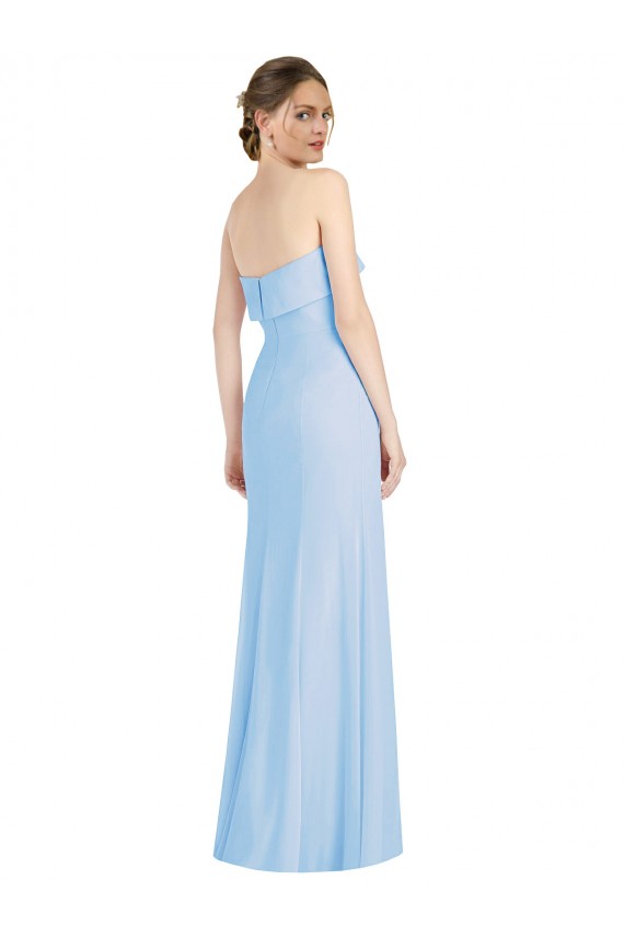 Outlet Sleeveless Soft Chiffon Low Back Trumpet Light Sky Blue Evening Dress Canada
