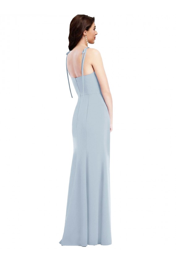 Outlet Sleeveless Stretch Crepe Low Back Trumpet Light Sky Blue Semi Formal Evening Dresses Canada