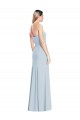 Outlet Sleeveless Stretch Crepe Low Back Trumpet Light Sky Blue Evening Gown Canada