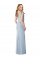 Outlet Sleeveless Stretch Crepe V-Back Trumpet Light Sky Blue Semi Formal Evening Dress Canada