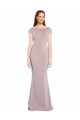 Outlet Cap Sleeves Stretch Crepe Tie Back Mermaid Dusty Pink Evening Dress Canada