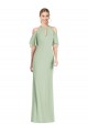 Outlet Cold Shoulder Soft Chiffon Mermaid Sage Maxi Evening Dress Canada