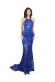Outlet Sleeveless Lace Open Back Mermaid Royal Blue Semi Formal Evening Dress Canada