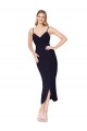Outlet Sleeveless Stretch Crepe V-Back Mermaid Dark Navy Evening Dress Canada