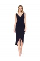Outlet Sleeveless Stretch Crepe Mermaid Dark Navy Knee Length Evening Dress Canada