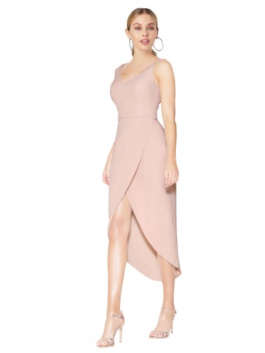 Outlet Sleeveless Crepe V-Back Mermaid Mauve Evening Dress Canada