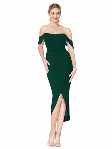 Outlet Sleeveless Stretch Crepe Mermaid Midnight Green Evening Dress Canada