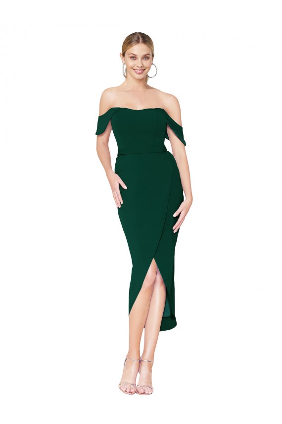 Outlet Sleeveless Stretch Crepe Mermaid Midnight Green Evening Dress Canada
