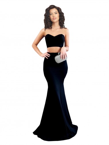 Outlet Sleeveless Stretch Crepe Low Back Mermaid Black Evening Gown Canada