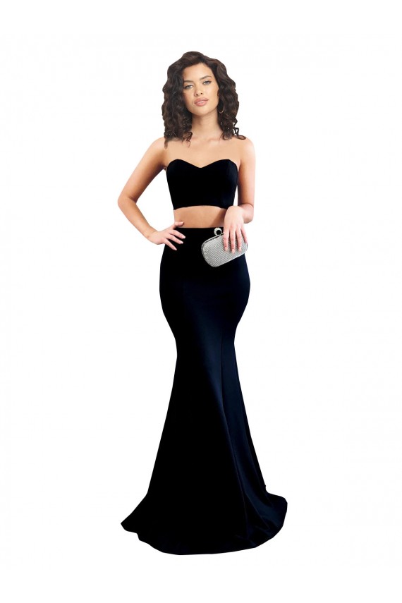 Outlet Sleeveless Stretch Crepe Low Back Mermaid Black Evening Gown Canada