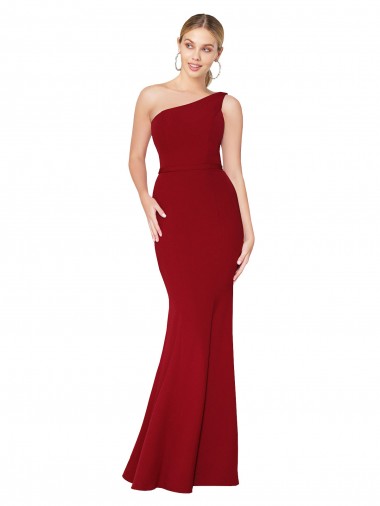 Outlet Sleeveless Stretch Crepe Mermaid Burgundy Evening Dresses Canada