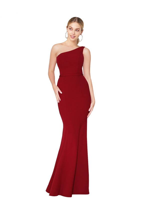 Outlet Sleeveless Stretch Crepe Mermaid Burgundy Evening Dresses Canada