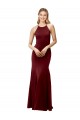 Outlet Sleeveless Stretch Crepe Criss Cross Back Mermaid Burgundy Gold Evening Dress Canada