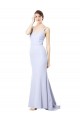 Outlet Sleeveless Stretch Crepe Mermaid Light Sky Blue Evening Dress Canada
