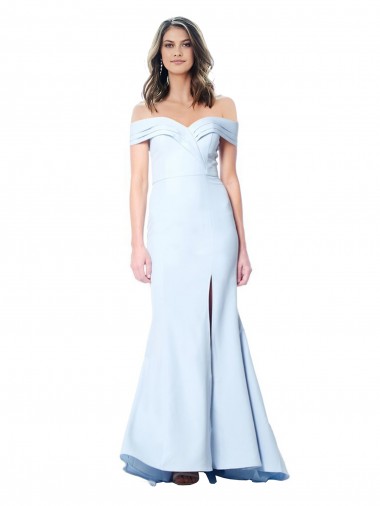 Outlet Sleeveless Stretch Crepe Mermaid Light Sky Blue Evening Dresses Canada