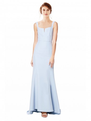 Outlet Sleeveless Stretch Crepe Mermaid Light Sky Blue Bridal Party Dress Canada