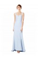 Outlet Sleeveless Stretch Crepe Mermaid Light Sky Blue Bridal Party Dress Canada