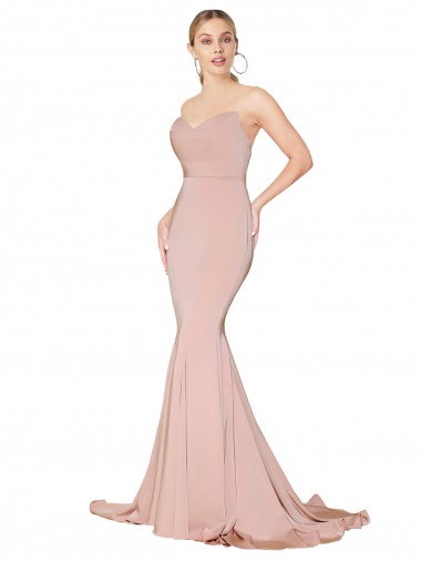 Outlet Sleeveless Stretch Crepe Low Back Mermaid Mauve Sexy Evening Dress Canada