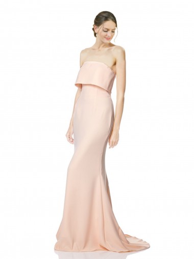 Outlet Sleeveless Stretch Crepe Mermaid Nude Maxi Evening Dress Canada