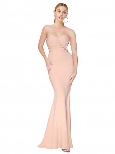 Outlet Sleeveless Stretch Crepe Mermaid Nude Evening Dress Canada