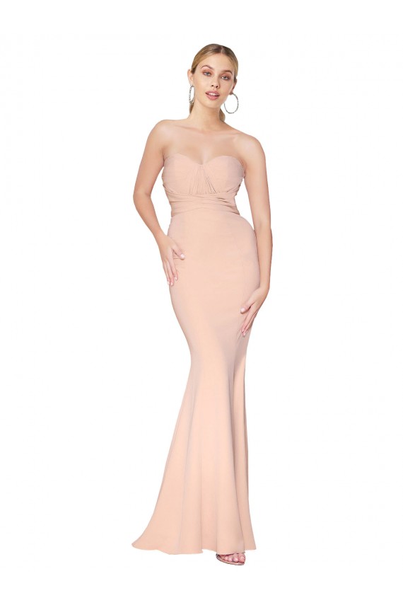 Outlet Sleeveless Stretch Crepe Mermaid Nude Evening Dress Canada