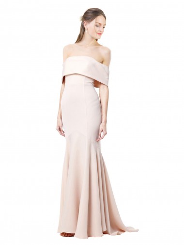 Outlet Sleeveless Stretch Crepe Mermaid Nude Evening Gown Canada