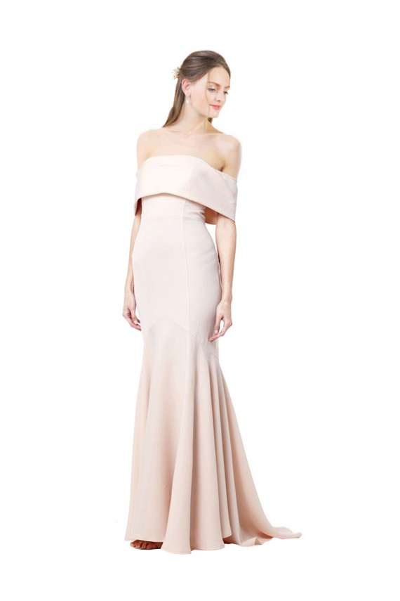 Outlet Sleeveless Stretch Crepe Mermaid Nude Evening Gown Canada