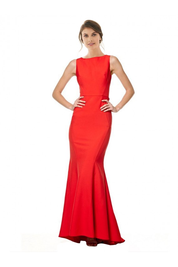 Outlet Sleeveless Stretch Crepe Open Back Mermaid Red Evening Gown Canada