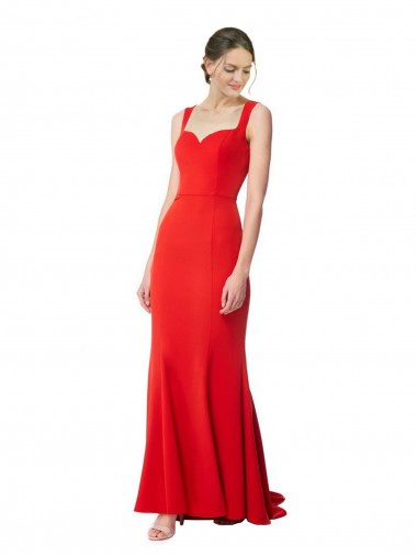 Outlet Sleeveless Stretch Crepe Mermaid Red Maxi Evening Dress Canada