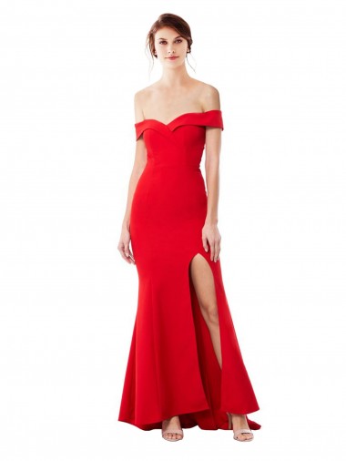 Outlet Sleeveless Stretch Crepe Mermaid Red Maxi Evening Gown Canada