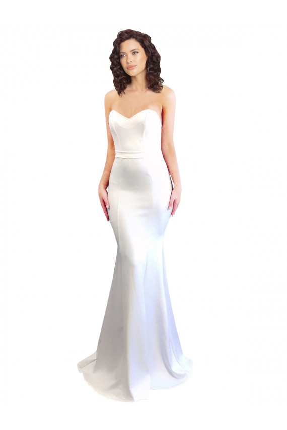 Outlet Sleeveless Stretch Crepe Low Back Mermaid White Evening Dress Canada