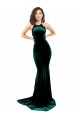 Outlet Sleeveless Stretch Velvet Low Back Mermaid Dark Green Evening Dress Canada