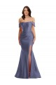 Outlet Sleeveless Silky Satin Low Back Mermaid French Blue Plus Size Evening Dress Canada